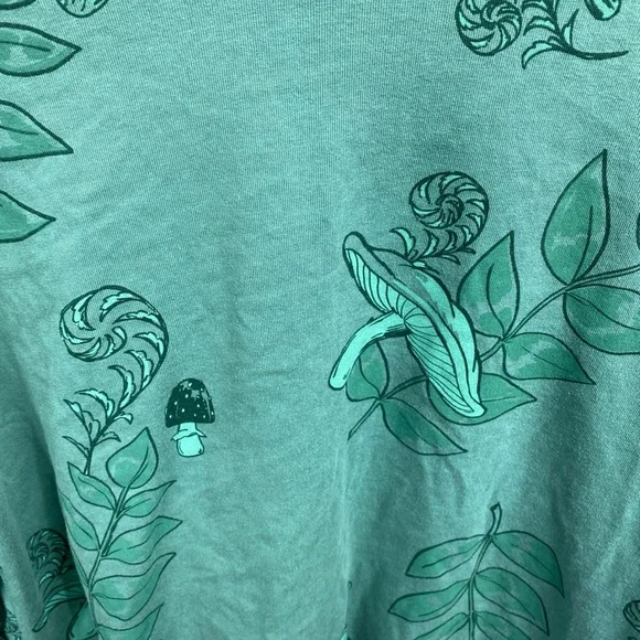 Disney Parks Alice in Wonderland Long Sleeve Shirt Mushrooms Leaves Medium Green - Picture 4 of 10